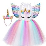 Sincere Party Girls Unicorn Tulle Tutu Dress Fluffy Pink Unicorn Birthday Dress with Headband and Wings 4-5years