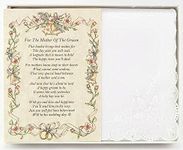 Wedding Handkerchief Poetry Hankie (For Groom's Mother from Friend or Family) White, Lace Embroidered Bridal Keepsake, Beautiful Poem | Long-Lasting Memento for the Groom’s Mother | Includes Gift Box