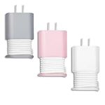 3 pcs 2 in 1 Silicone Charger Protector, 18w/20w Charger Protective Case, Data Cable Winder Cable Anti-Break Protection Storage Tool.