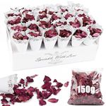 Mbsomnus 30pcs Wedding Confetti Cones, 150g Dried Rose Petals, Biodegradable Confetti Cones Holder, Wedding Gift, Flower Pattern Paper Cones Decoration for Wedding Party Birthday Anniversary Ceremony