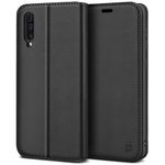 BEZ Samsung A50 Phone Case, Samsung Galaxy A30s Case Compatible with Samsung Galaxy A50, Protective PU Leather Wallet Flip Cover with a Card Holder, Kick Stand, Magnetic Closure, Black