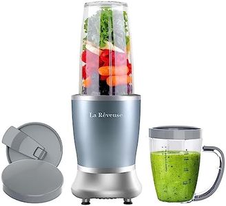 La Reveuse Personal Size Blender 250 Watts Power for Shakes Smoothies Seasonings Sauces with 1 Piece 15 oz Cup,1 Piece 10 oz Mug,BPA Free (Pearl Blue)
