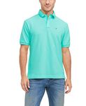 Tommy Hilfiger Men's Short Sleeve Cotton Pique Polo Shirt in Classic Fit, Turquoise, Large