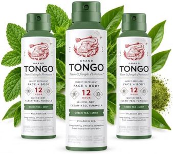 Grand Tongo Green Tea + Mint Insect Repellent, 12-Hour Mosquito & Tick Protection, Picaridin-Based, Water-Based, Lightweight, Quick-Drying, Vanishing Scent, DEET Alternative, Face & Body Use, 3 Pack