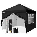CROWN SHADES Pop Up Gazebo with 4 Sides, 3m x 3m Waterproof Pop Up Tent, CenterLok One Push Instant Garden Shelter, Heavy Duty Gazebo with Carry Bag, Bonus 8 Stakes and 4 Ropes