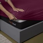 Sleepyhead Bamboo Feel Terry Waterproof Mattress Protector; (75" X 36" Inches Single Size; Beetroot), Maroon