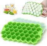 E-COSMOS Flexible Silicone Honeycomb 37 Cavity Ice Cube Trays for Freezer with Lid Silicone Ice Cube Tray with Lid Moulds Small Cubes Whiskey Fridge Bar Soft Ice Cube Tray (POF 1 with LID)