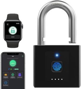 Gate Padlock Combination Padlock: Fingerprint Phone App Locker Lock eLinkSmart - Keyless Padlock Outdoor Waterproof Heavy Duty 1CM Shackle Support iOS Watch