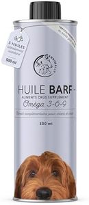 Huile BARF pour chiens 500ml Huile Barf avec Omega 3-6-9 à partir de: huile de saumon, huile de colza, huile de chanvre et huile de bourrache - huile alimentaire pour chien comme garniture alimentaire