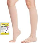 Beister 20-30 mmHg Knee High Compression Socks Open Toe Calf Support Women Men