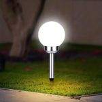 GEEZY Solar Lights Outdoor Garden Waterproof LED White Dusk to Dawn Stake Light Patio Yard Walkaway Lawn Solar Powered Globe Light 20 cm