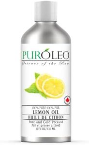 PUROLEO Lemon Essential Oil 8 Fl Oz/236 ML (Packed In Canada) 100% Pure & Natural Fresh Lemon Peels for Aromatherapy, DIY Cleaning Products, and Personal Care - Uplifting Citrus Aroma in Every Drop