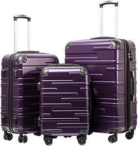 Coolife Luggage Expandable(only 28") Suitcase 3 Piece Set with TSA Lock Spinner 20in24in28in (purple)