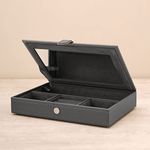 Pure Home + Living Grey Faux Leather Jewellery Box