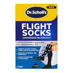 Dr. Scholl's Comfortable Flight Socks - Compression Stocking for Travel - Enhances Blood Circulation - Reduces Swelling on Long Flights - Cotton Feel - Black - Size 3-6, 1 Pair