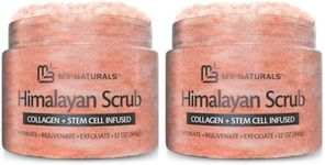 Himalayan Salt Body Polish Scrub Infused with Collagen and Stem Cell Natural Exfoliating Salt Scrub for Acne Cellulite Deep Cleansing Scars Wrinkles Exfoliate and Moisturize Skin 2 Pack by M3 Naturals