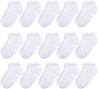 BOOPH Kids Socks for Boys Girls Low Cut Athletic Ankle Socks 6-8 Years White