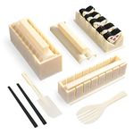 YiiMO Sushi Making Kit, 12pcs Sushi Maker, Fun Sushi Rice Roll DIY Tool Set for Beginners, Easy to Clean Premium Plastic Plates Moulds Chopsticks Spatula for Home Kids Party