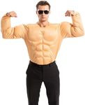 Spooktacular Creations Halloween Men's Muscle Suit, Tan Skin Muscle Shirt Costume, Funny Adult Costumes, Body Builder Costume for DressUp, Cosplay and Roleplay Party (Large)