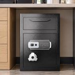 2.8 CUB Drop Safe for Business, Electronic Safe Box with Digital Combination and Anti-Fishing, Depository Safes with Fireproof Waterproof Document Bag, Security Safe for Slips Expense Office Home