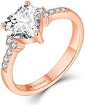 JO WISDOM Women Ring,925 Sterling Silver Solitaire Heart Engagement Wedding Anniversary Promise Ring with 7.5 * 7.5mm 5A Cubic Zirconia with Rose Gold Plated,Jewellery for Women,R