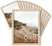 HAUS AND HUES 6x8 Natural Oak Wooden Picture Frame - Set of 15 6x8 Poster Frame - Premium Oak, Vertical Hang, Shatterproof Plexiglass - Ideal for Home, Room, Office (6x8-inch, Natural, Set of 15)