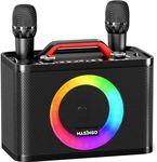 MASINGO New Karaoke Machine for Adults and Kids with 2 Wireless Microphones, Portable Bluetooth Singing Speaker, Colorful LED Lights, PA System, and TV Cable. Sonoro G5