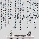 Music Party Decorations Black Iridescent Music Notes Polka Dot Garland Musical Notes Cutouts Streamer for Music Concert 50's Theme Birthday Wedding Bachelorette Baby Shower Hen Party Supplies