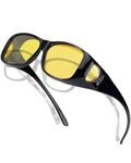 IGnaef Fit over Night Vision Driving Glasses for Women Anti Glare Polarized Yellow Nighttime Glasses Wrap Around CIF8143