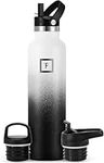 IRON °FLASK Sports Water Bottle - 24 Oz, 3 Lids (Straw Lid), Leak Proof, Vacuum Insulated Stainless Steel, Hot Cold, Double Walled, Thermo Mug, Standard Metal Canteen