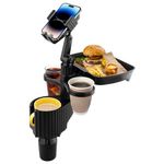 Bvdfgk Car Cup Holder Tray - Adjustable Car Cup Holder Phone Mount with Food Tray 5 in 1 Swivel Expander for All Purpose, Automotive Extender Accessories Gifts for Auto Trucker Road Trip