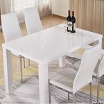 GOLDFAN White High Gloss Dining Table Modern Rectangle Kitchen Tables Wood Style for 4-6 People Dining Room Furniture (Table Only) [Energy Class A++]