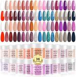 Lavender Violets 36 Colors Dip Powder Nail Kit Starter Fast Dry Dipping Powder Color Set White, Nude, Pink, Red, Blue, Fall and Winter Colors for French Dip Nails Manicure Pedicure M952