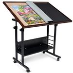 Becko Jigsaw Puzzle Table Tilting Table with Height Adjustment for Up to 1500 Pieces, Enclosed with 4 wheels