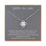 Famdecor Sister in Law Necklace Sister in Law Gifts for Sister in Law Sterling Silver Rhinestone Knot Necklace for Sister in Law Birthday Gifts