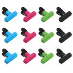 Xxinxrong 12Pcs Reusable Food Bag Clips for Sealing - Airtight Kitchen & Freezer Bag Clips, 4 Colours, Strong Grip for Snacks, Bread, Pet Food - Ideal for Home, Travel & Camping Storage