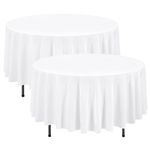 2 Pack White Round Tablecloth 90 Inch Polyester Circular Table Cloths Stain and Resistant Washable Round Table Cloth Table Cover for Wedding,Birthday,Parties,Banquet,Holiday,Dinner Tables Decorate