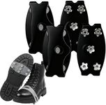 Universal Non Slip Gripper Spikes, 2026 Ice Cleats for Shoes and Boots, Non Slip Shoe Covers Snow Grips Outdoor, Hiking Shoe Spikes for Walking, Silicone Shoes Cover with Steel Spike (Black 2 Pair)
