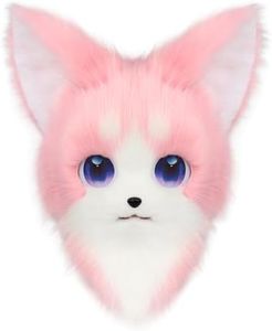 HAOAN Animal Furry Fursuit Head Mask Plush Cat Fox Mask Costume Props for Halloween Cosplay Party