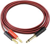 1/4 TS to Banana Plug Speaker Cable,6.35mm TS to Banana Plug Speaker Audio Cable,Gold-Plated 1/4 TS Male To Dual Banana Plugs OFC HiFi Speaker Wire For DJ Application, Mixer (5 Feet )-12AWG Cord