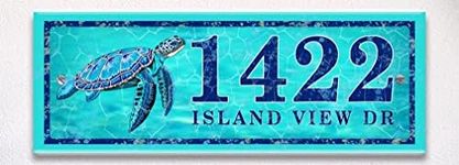 Sea Turtle Ocean Themed Ceramic Tile House Number Medium Address Plaque