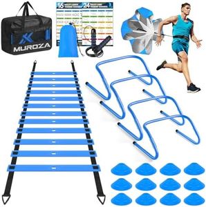 MUROZA Agility Ladder, Football Training Equipment Set, 20ft Speed Ladder, 12 Soccer Cones, 4 Hurdles, Jump Rope, Running Parachute, Soccer Football Basketball Training Equipment Accessories