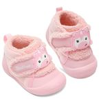 JOINFREE Baby Girls Winter Shoes Non-Slip Snow Shoes for Baby Boys Indoor Slippers Infant Furry Booties Pink 6-12 Months Infant