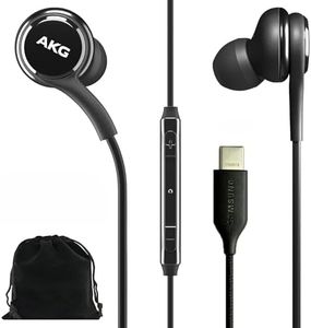 SAMSUNG AKG Earbuds Original USB Type C in-Ear Earbud Headphones with Remote & Mic for Galaxy A53 5G, S22, S21 FE, S20 Ultra, Note 10, Note 10+, S10 Plus - Braided - includes Velvet Pouch - Black