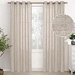 YoungsTex Natural Linen Curtains 84 Inch Long for Living Room Bedroom Grommet Top Light Filtering Privacy Linen Textured Window Semi Sheer Drapes, 2 Panels, 52x84 Inch, Natural