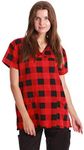 Just Love V-Neck Stretch Top for Women, Stretch Fabric Red - Buffalo Plaid, Large