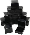 boxdisplays 12 Luxury Jewellers Jet Leatherette Ring Boxes for Jewellery Display Gift Anniversary Engagement Box