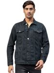 CLUB YORK Men's Regular Fit Full Sleeve Button Down Panel Denim Jacket | Grey | XL