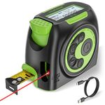 Huepar 2-in-1 Laser Tape Measure, 197Ft Rechargeable Laser Measurement Tool & 16Ft. Measure Tape with Backlit LCD & Movable Hook -Pythagorean, Area, Volume, M/in/Ft Unit Switch Digital Distance Meter