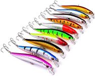 OriGlam 10pcs Fishing Lures Hard Minnow Baits, Life-Like Swimbait Fishing Lures, Minnow Hard Lure Bass Trout Baits Kit, Topwater Hard Baits Crankbait Swimbait for Saltwater Freshwater